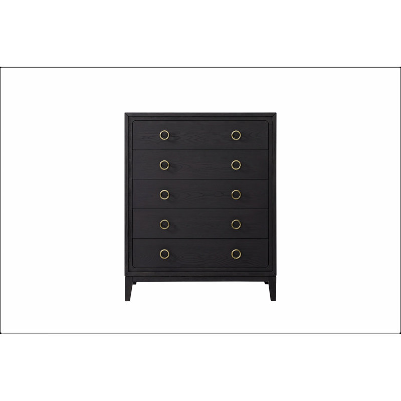 Commode à 5 tiroirs avec finition grain de poivre, doublure en feutre et en cèdre pour des solutions de rangement modernes