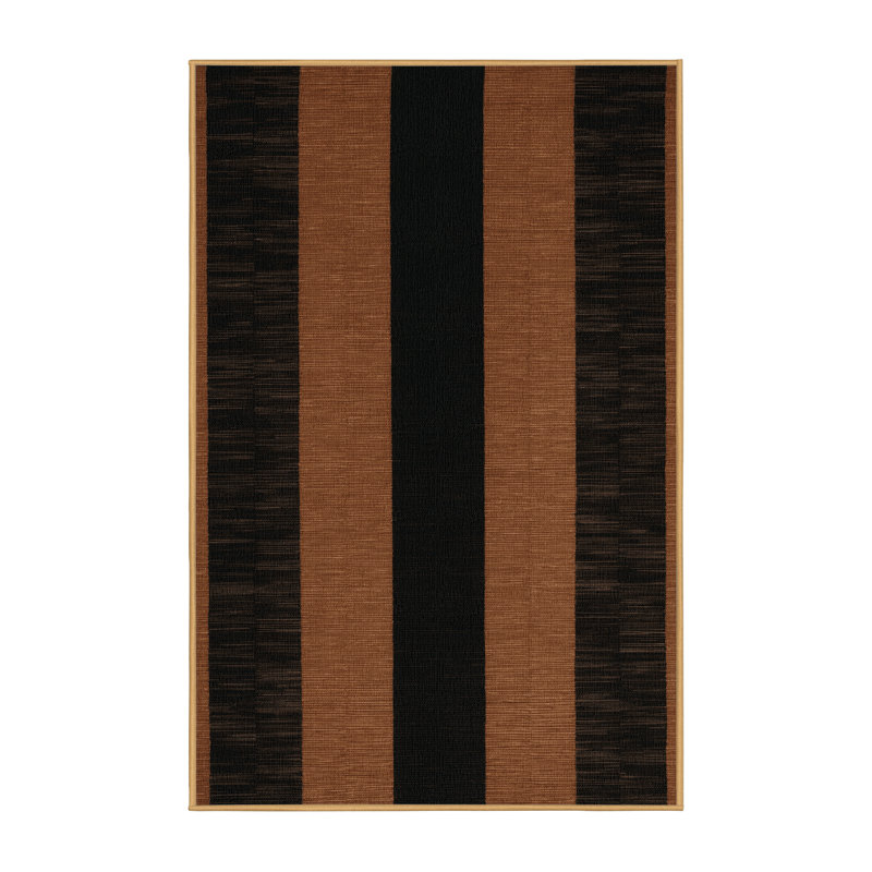 Tapis brun à carreaux lavable à la machine, Rectangle 4 pi x 6 pi