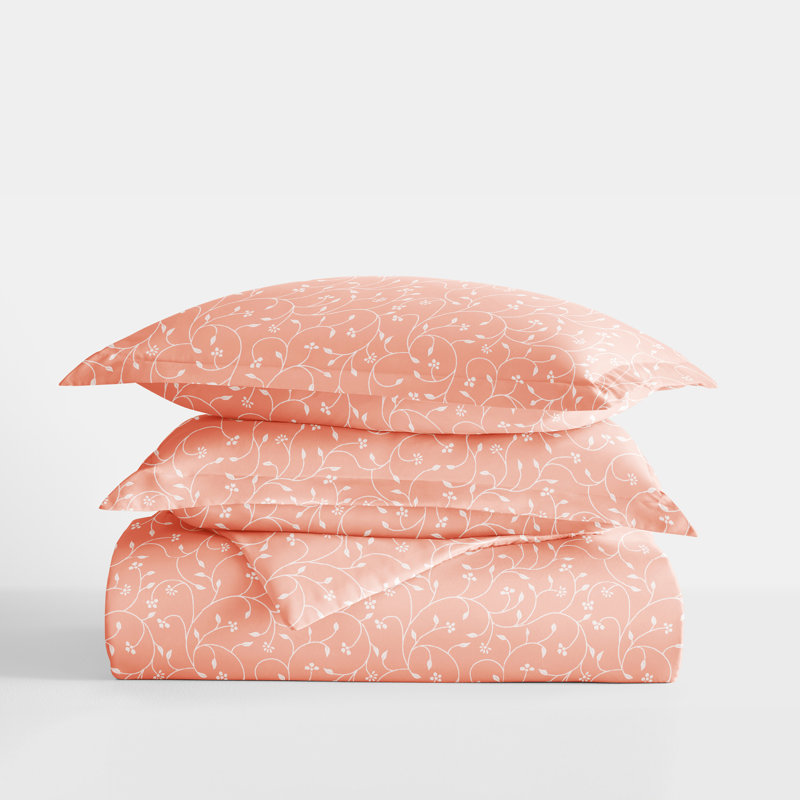 Home Pink Buds Pattern Duvet Cover Set, King/Cal. King Duvet Cover + 2 King Shams
