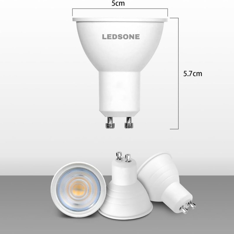 5 PackLED GU10 Bulb Cool White 6400K 3W (30W Equivalent) Spotlight Light Bulb, Energy Saving,  300LM, 100° Beam Angle, Non-Flicker, Non-Dimmable, for Home Lighting
