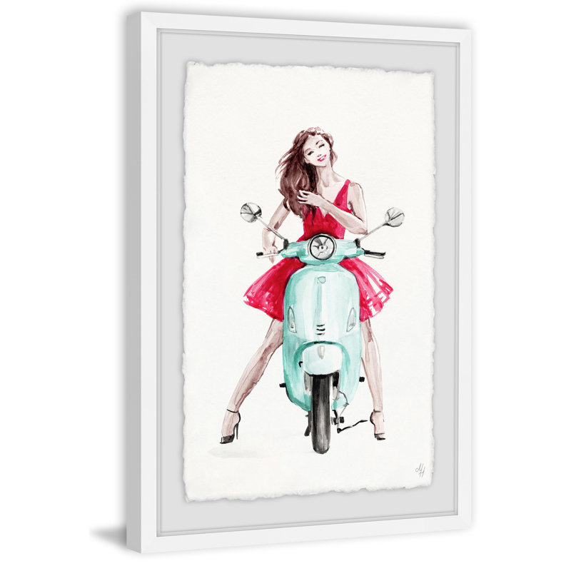 Scooter Princess - Single Picture Frame Painting, 45cm H x 30cm W