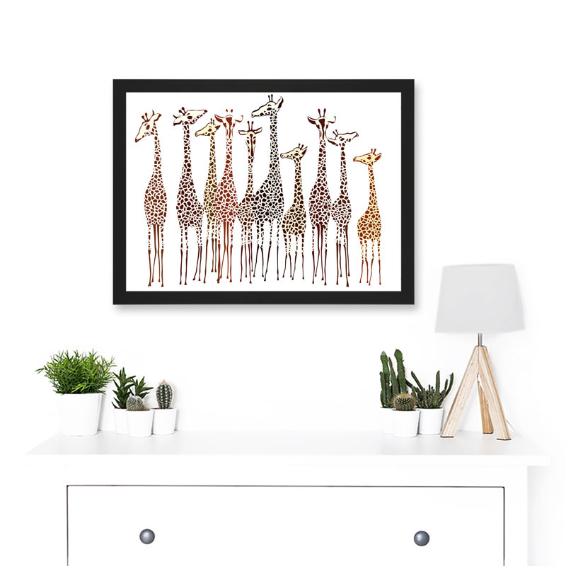 10 Giraffes Illustration - Single Picture Frame Art Prints