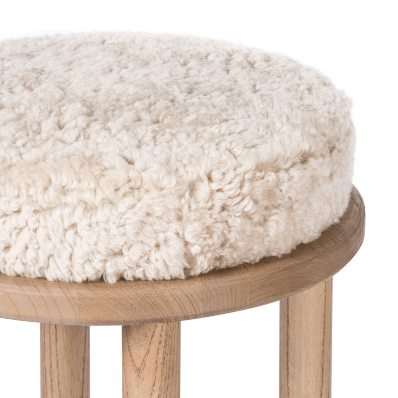 Wells Saldino Stool-Beige Shearling, Counter Stool (26" Seat Height), Soft Beige, Natural