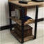 Bureau à structure en métal noir pour espace de travail de bureau à domicile, plateau en bois 58 po, 2 tablettes, bois massif, H 32 po x P 24 po, bureau 45 lb, plateforme, chêne