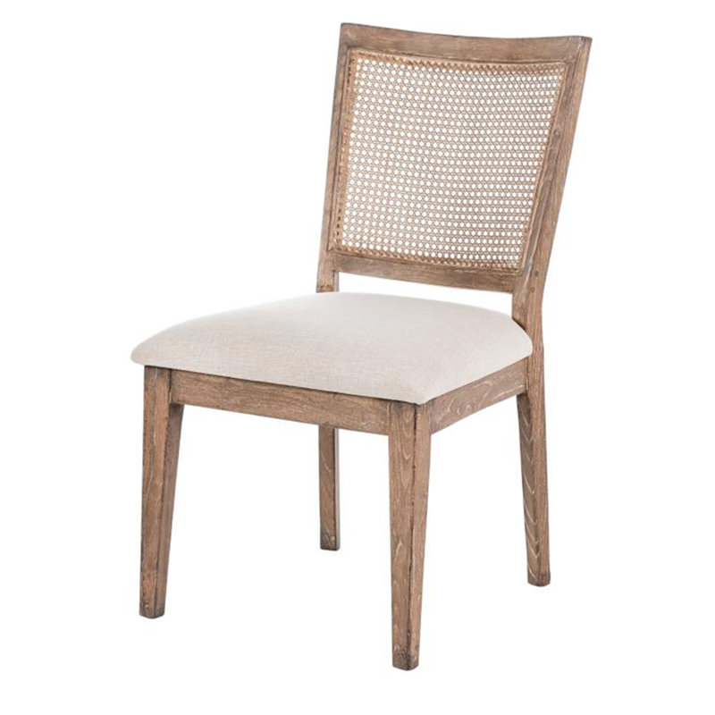 Ensemble de 2 chaises d'appoint Mary, blanc, orme naturel classique