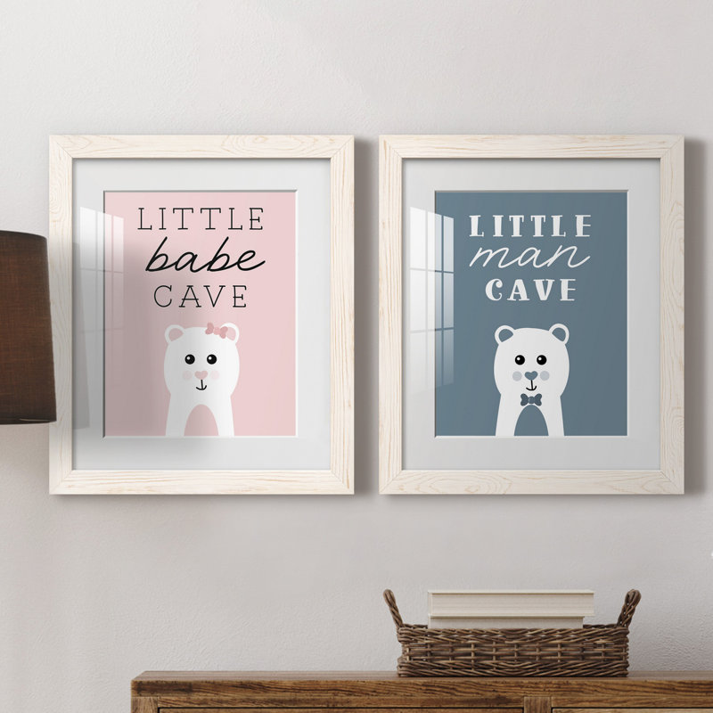 «Little Babe Cave», ensemble de 2 impressions, Papier encadré blanc, Blanc, H 24 po x l 36 po x P 1,5 po