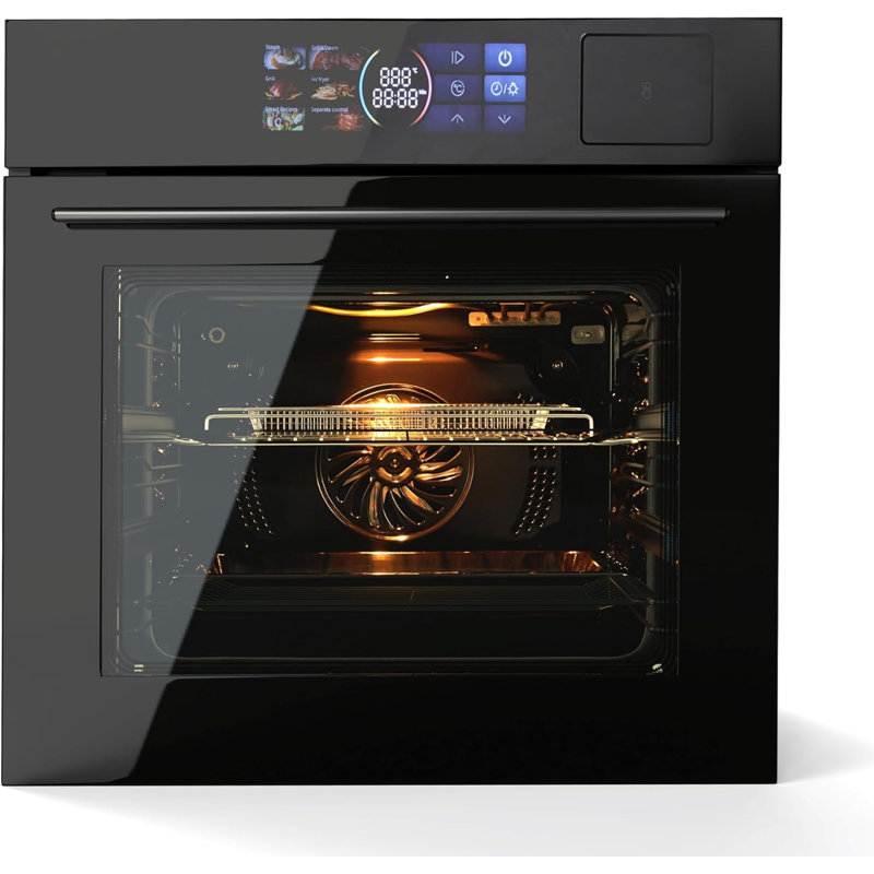 Fours électriques encastrés 24 po avec 108 fours électriques intégrés et 108 modes de cuisson intelligents, four mural à convection de 2,5 pieds cubes, commande tactile à DEL, fonction friteuse, acier inoxydable