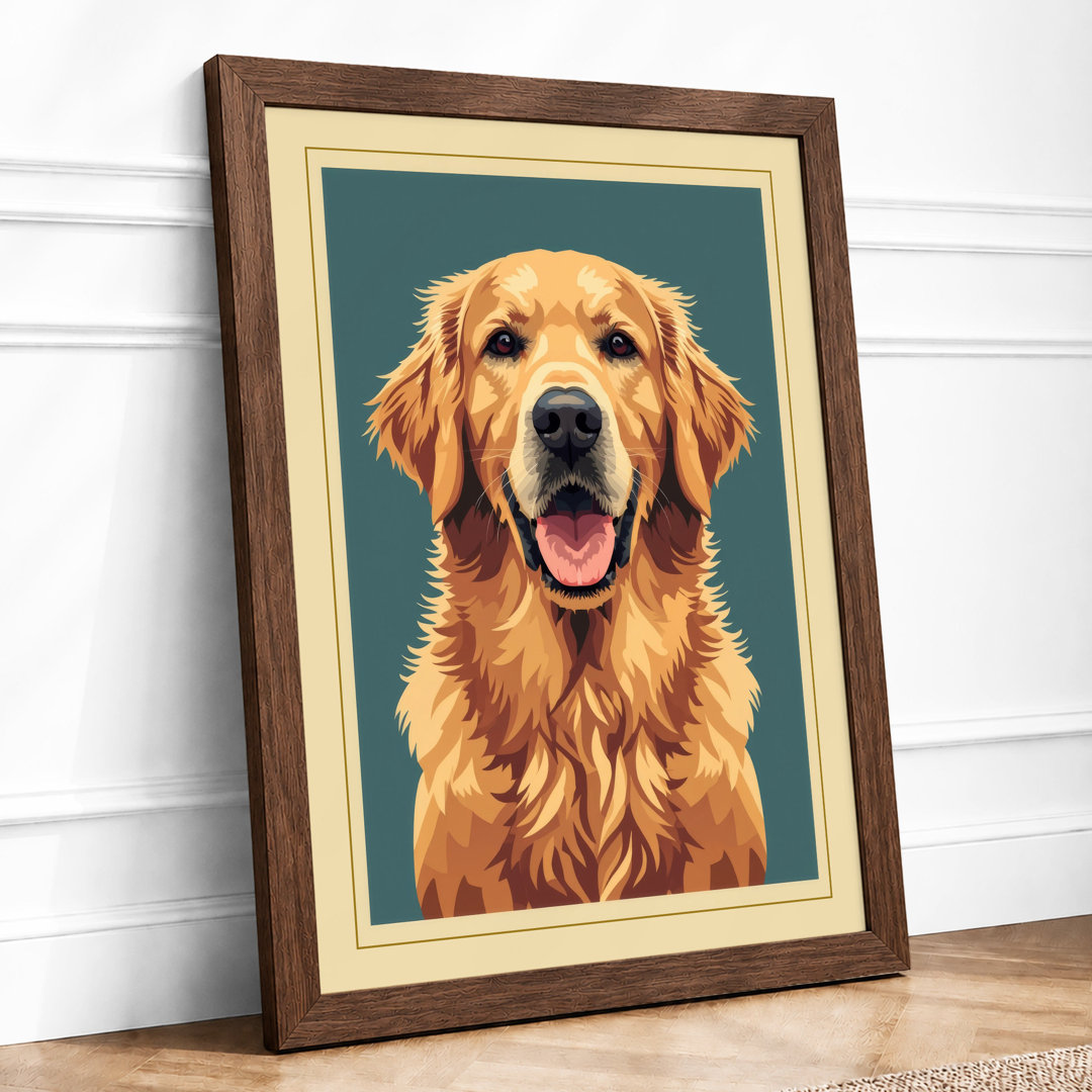 Golden Retriever Portrait Modern - Framed Print