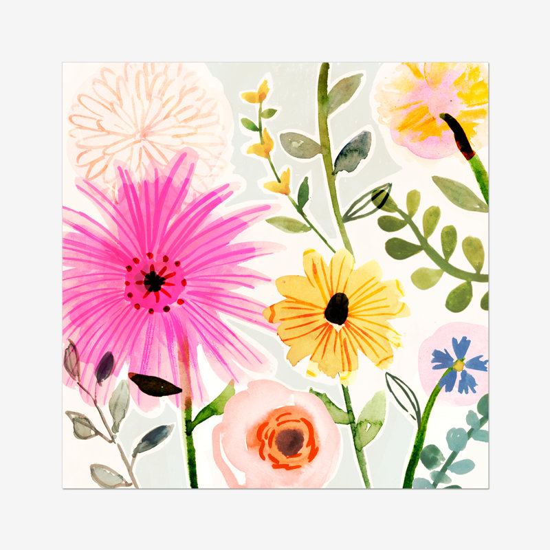 Floral Pop I by Victoria Borges - Painting on Canvas, 76cm H x 76cm W, Wrapped Canvas