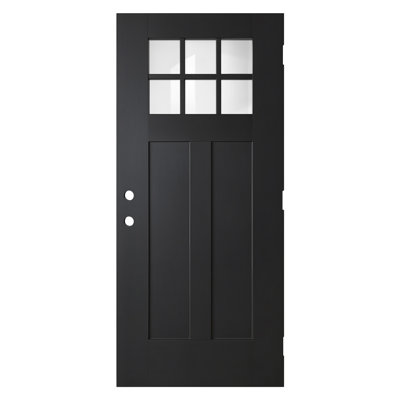 Modern Exterior Doors, 36 Black FRP 6 Lite Craftsman Front Entry Slab