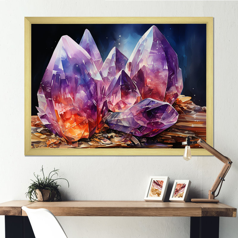 Spiritual Colorful Quartz Harmony sur impression sur toile, Cadre doré simple, H 12 po x l 20 po x P 1 po