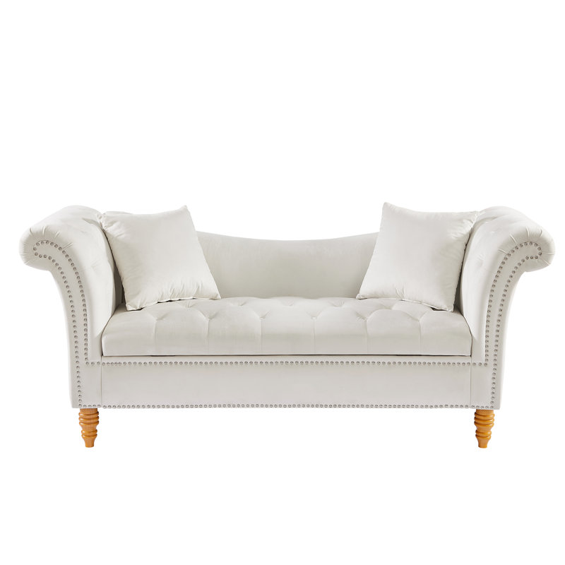 Repose-pieds de rangement rectangulaire en velours Jalinqua, 100 % polyester beige