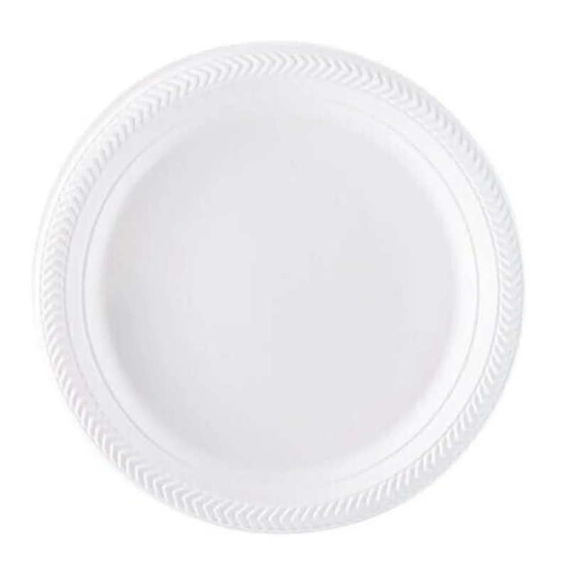 Disposable Plastic Serving Round Plates 9" White