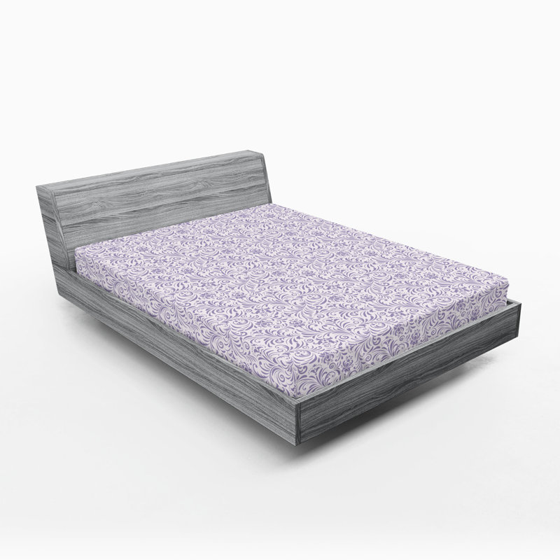 Ensemble de 2 draps-housses Ambesonne, Drap-housse de taille très grand, Mauve pâle, lavande / floral