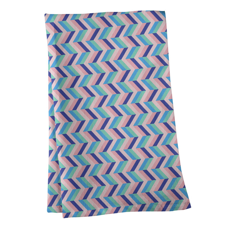 Serviette à thé chevron Mcguigan, Rose / bleu marine / bleu, Polyester sergé