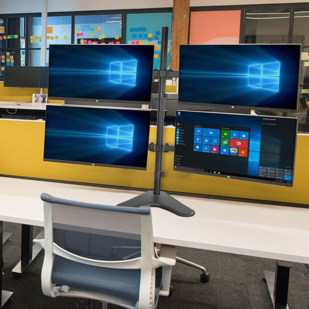 Mount-It Quad Monitor Stand | Height Adjustable Standing 4 Screen Mount Fits Monitors Up to 32 in. Mount-it