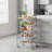 Kitchen Storage Cart with 4 Removable Baskets – Grey Frame & Beech Top, Utility Trolley on Wheels, Aadhav