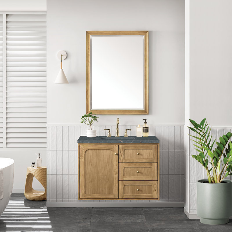 Laurent 36'' W Single Vanity, Light Natural Oak, Parisien Bleu, 8" Widespread