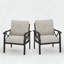 Ensemble de 2 fauteuils en métal toutes saisons avec coussins beiges moelleux, design moderne-420171662-420171663