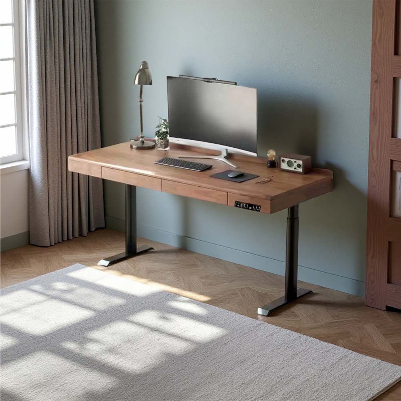 Le bureau d'ordinateur en bois massif peut être abaissé, H 27,95 po x l 62,99 po x P 27,56 po