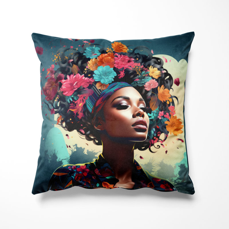 Coussin Art africain-américain, H 20 po x l 20 po