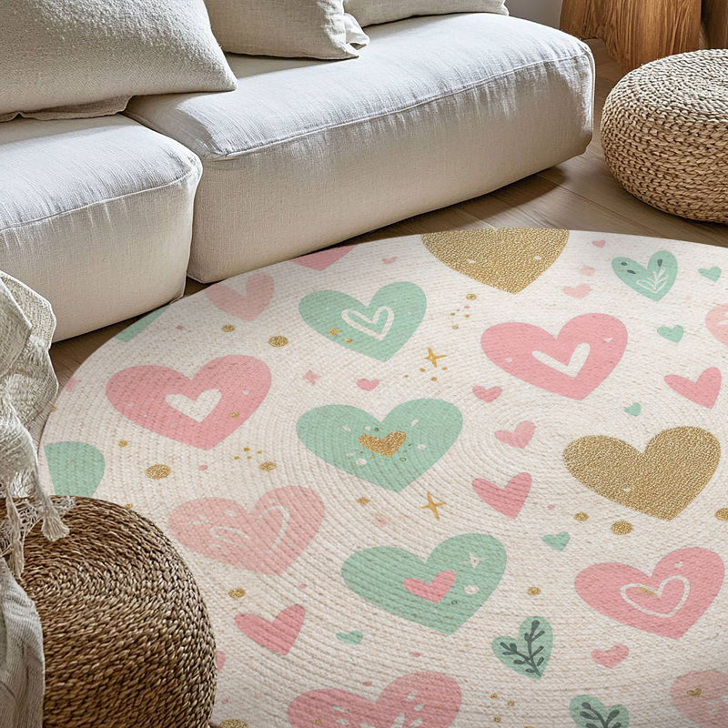 Tapis tressé Love Love, Rond 5 pi
