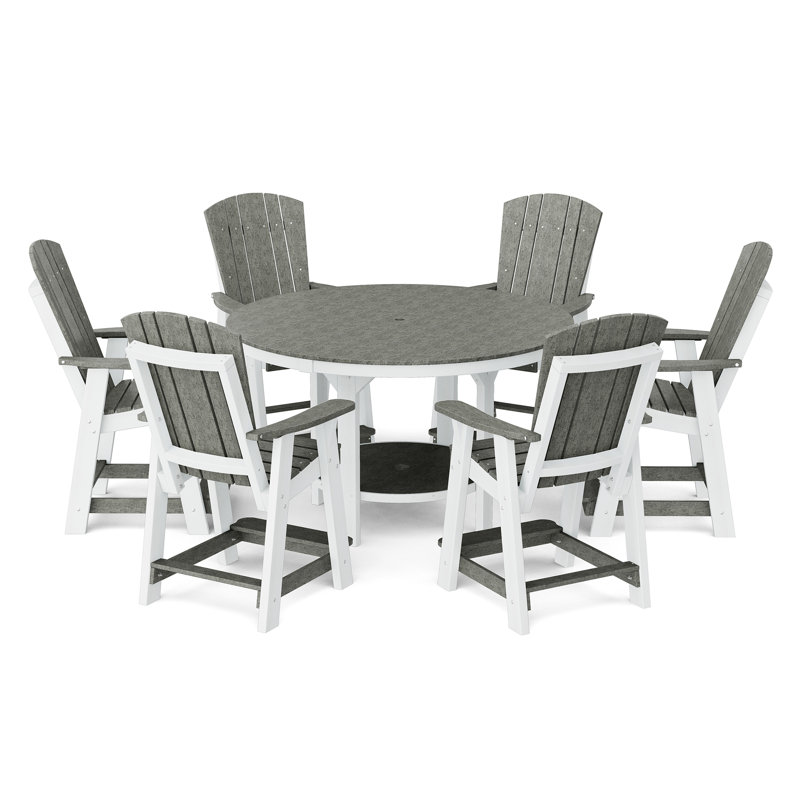 Heritage 7-Piece 60" Pub Counter Set, Dark Gray/White
