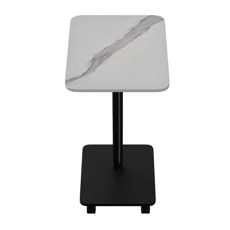 Tray Top Pedestal End Table, White, Black