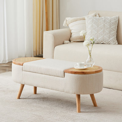 Banc de rangement rembourré avec repose-pieds Jurre