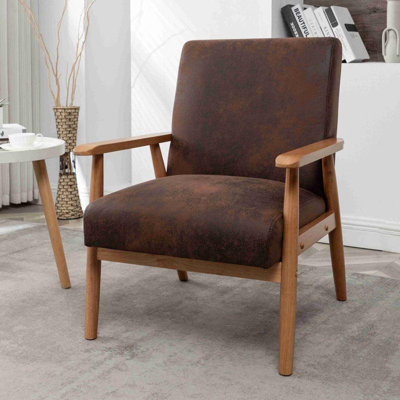 Fauteuil avec cadre en bois de 25,38 po de largeur, Brun