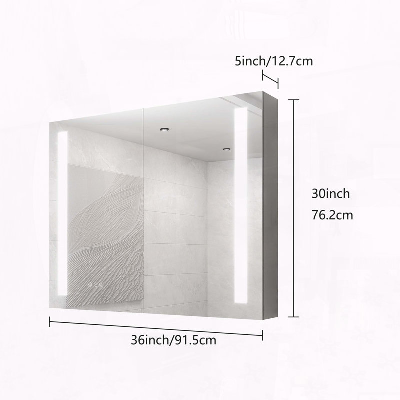 36x30 Inch LED Medicine Cabinet with Vanity Mirror, Anti-Fog, Dimmable