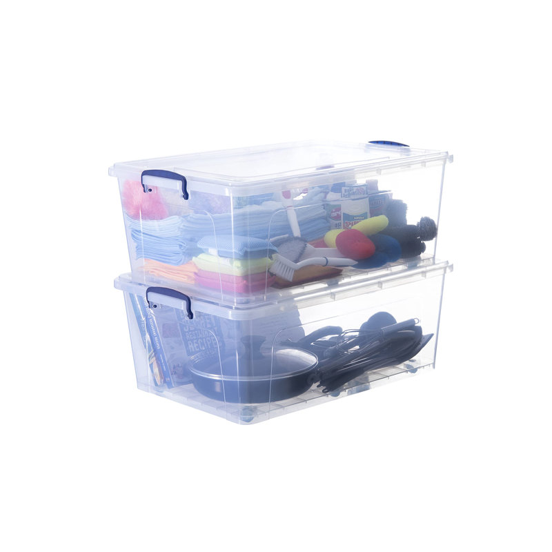  Storage Bins with Lids,60 Quart Clear Plastic Containers for Organizing, Stackable Totes, BPA Free, Odor Free, Organizer Boxes for Home, and Dorm,2 Pack