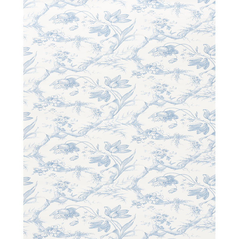 Papier peint Toile De Fleurs, Bleu faïence