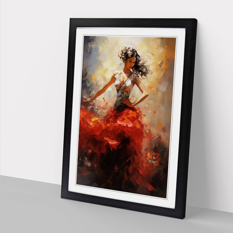 Flamenco dancer Impressionism - Framed Print, 46cm H x 34cm W x 2cm D, Black
