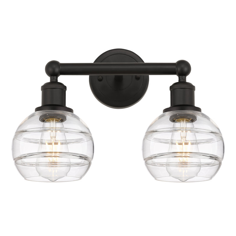 Éclairage pour meuble-lavabo à 2 lumières à intensité variable Natick, Transparent, Bronze huilé