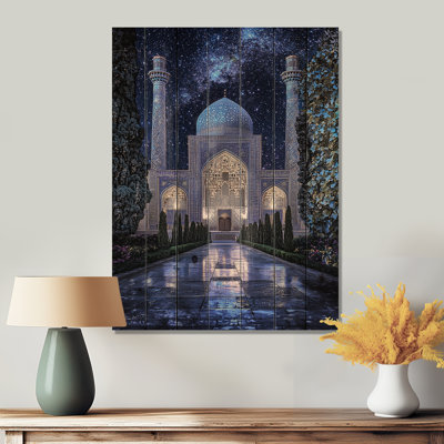 Persan Gardens At Night Ispahan II - Art mural en bois sur bois de pin naturel