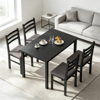 Ensemble de salle à manger moderne, ensemble de salle à manger 5 pièces avec table rectangulaire et 4 chaises sans accoudoirs, ensemble de salle à manger élégant et peu encombrant (seulement 1 table, 4 chaises)