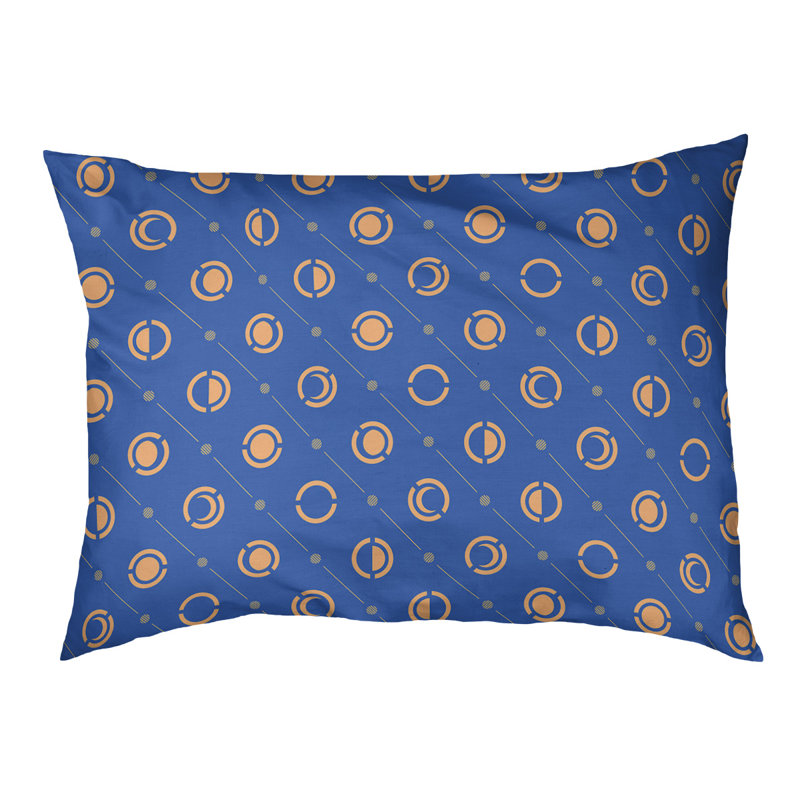 Coussin d’extérieur pour chien moon phases Chenault, Petit (l 28 po x P 6 po x H 18 po), Bleu / Orange