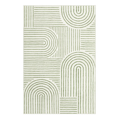 Celeta Abstract Rainbow Striped Area Rug - Colorful Modern Carpet for Living Room, Bedroom, or Office Decor