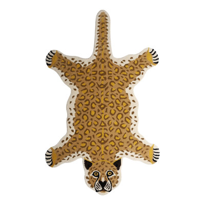 Tapis Asana en forme de léopard fabriqué à la main de Mirzapur 