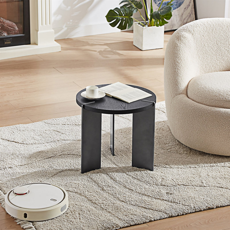 Table basse ronde, H 19,72 po x L 19,72 po x l 19,72 po, Noir