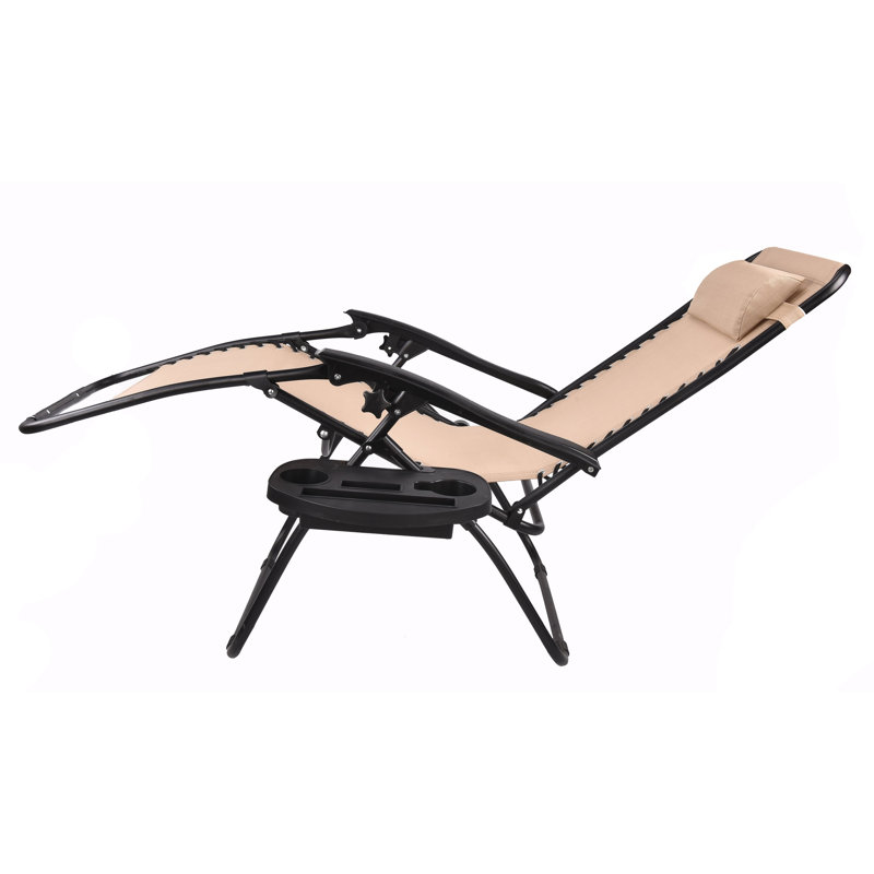 Mir Folding Zero Gravity Chair, Black/Tan Beige