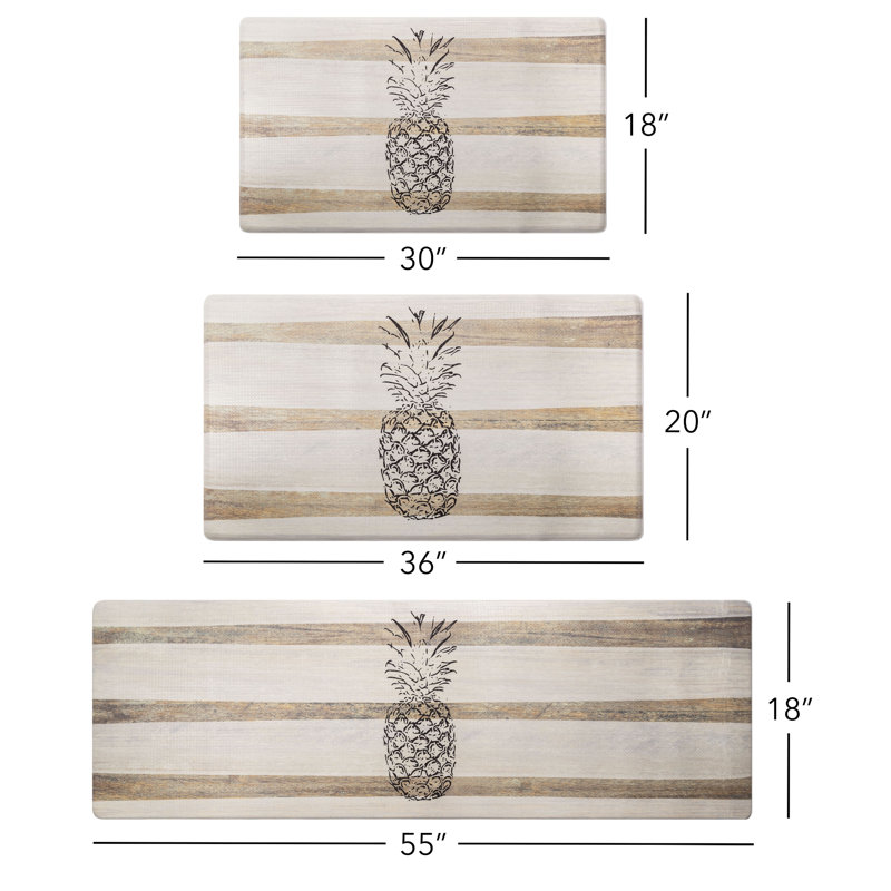 Beige and Black Pineapple Anti-Fatigue Kitchen Mat 17.5"x30"