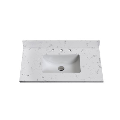36 Inch Engineered Stone Bathroom Vanity Top With Sink – For Vanity Replacement, No Cabinet