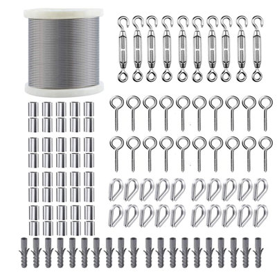 Diy-friendly Stainless Steel Wire Rope - Includes Tensioner Kit For Outdoor Lights, Climbing Plants & Garden Fences