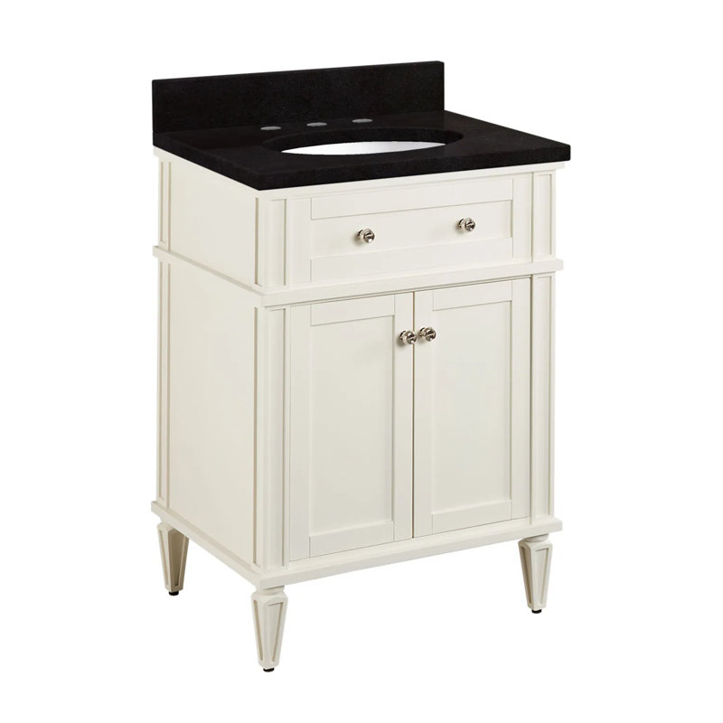 24" Elmdale Single Bathroom Vanity Set with Oval Undermount Sink, 8" Widespread, Arctic White Quartz, Soft White