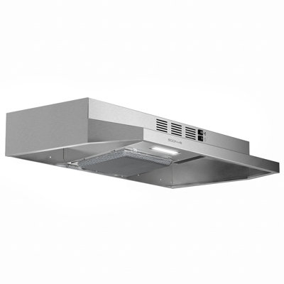 24 Inch Stainless Steel Under Cabinet Range Hood, Slim Kitchen Vent Hood, 2 Speed Rocker Switch Control Ducted Only with 2-Layer Aluminum Filters, 1PCS LED Light, High Efficiency Kitchen Exhaust Fan