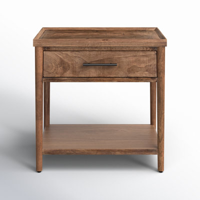 Olga Solid Wood End Table with Storage