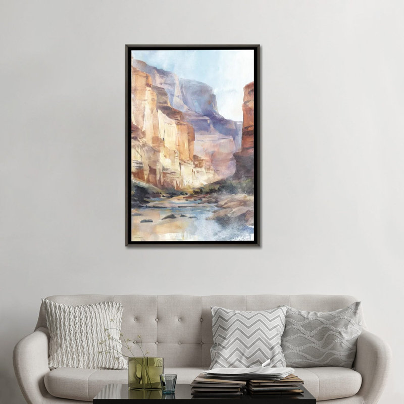 The Deep Divide - reproduction d'art murale - toile encadrée, 48 po x 32 po, Toile avec cadre, Gris