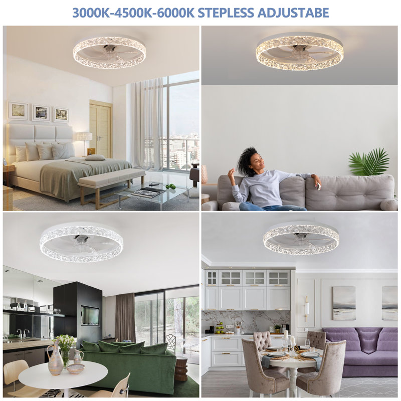 Ceiling Fan With Dimmable Led Lights, Modern Acrylic Low Profile Ceiling Fan With Remote & App Control, 6 Speed Reversible Ceiling Fan With 3 Color Lighting & 2H Timer